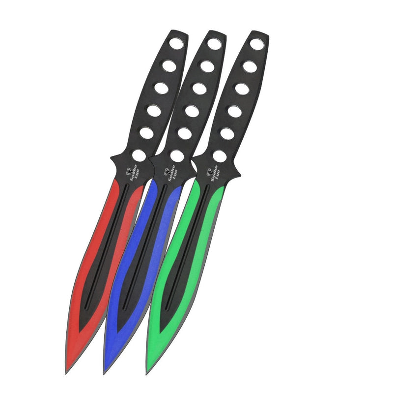 Snake Eye Coloured Spearpoint Throwing Knife Set 9"