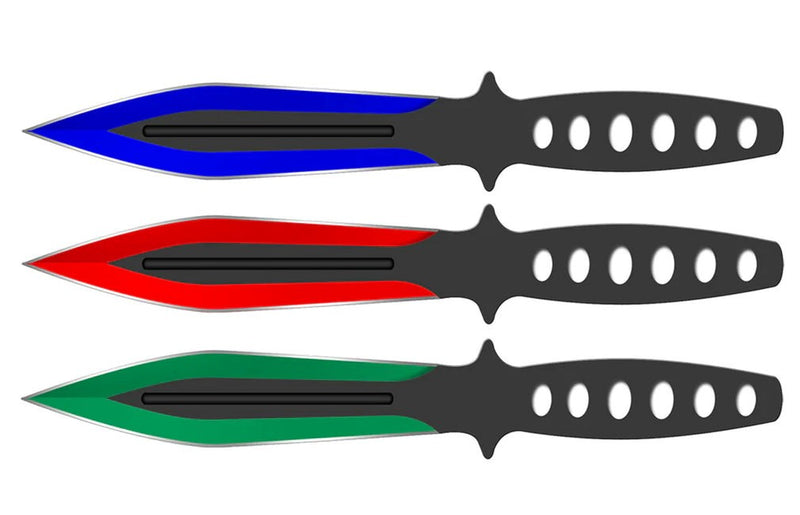 Snake Eye Coloured Spearpoint Throwing Knife Set 9"