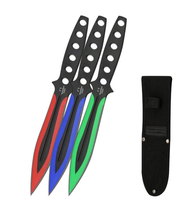 Snake Eye Coloured Spearpoint Throwing Knife Set 9"
