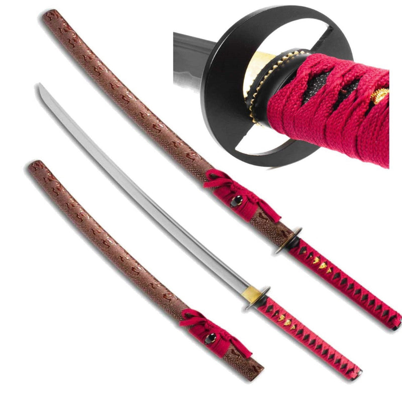 41″ Musha Hand Forged Burgundy Dragon Scale Samurai Sword