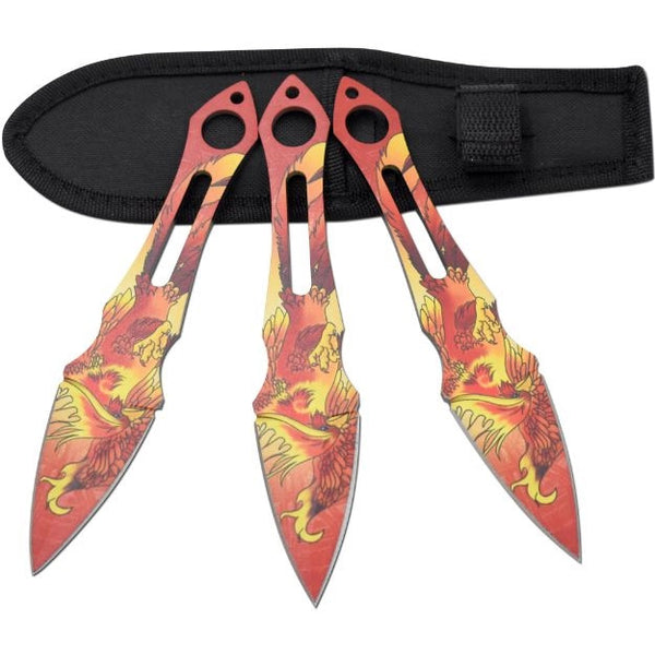 Snake Eye Phoenix Spearpoint Throwing Knife Set 7"