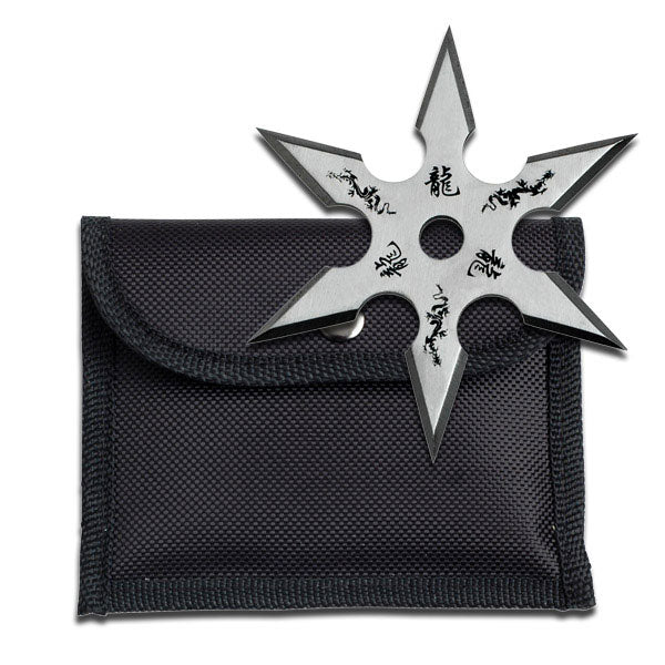 Backorder - Blades USA Silver 6 Point Dragon Throwing Star 4"