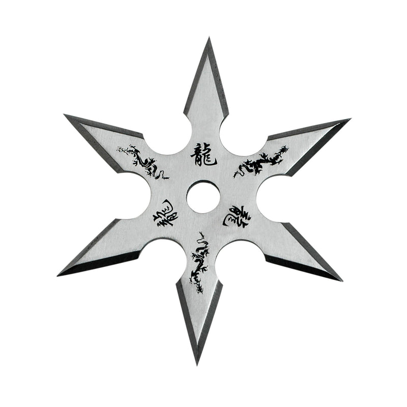 Backorder - Blades USA Silver 6 Point Dragon Throwing Star 4"