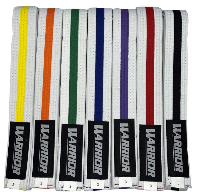 White Belts with Coloured Stripe