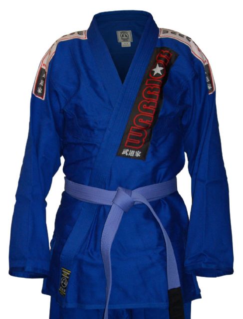 Comp Label BJJ Blue Kimono Diamond Weave