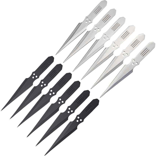 Aeroblades 12 Piece Black & Silver Double Edge Throwing Knives 8.5″