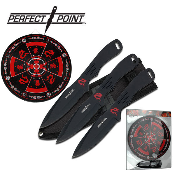 Perfect Point Target Board Throwing Knife Set 8"