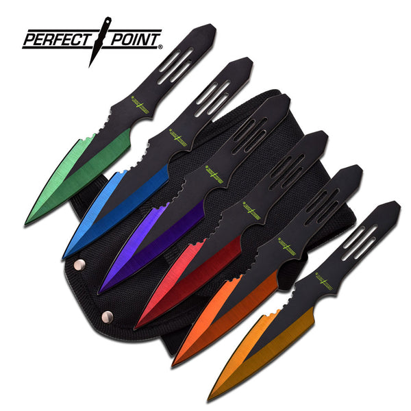 Backorder - Perfect Point Assorted Colour Speed Throwing Knife Set 5.5″