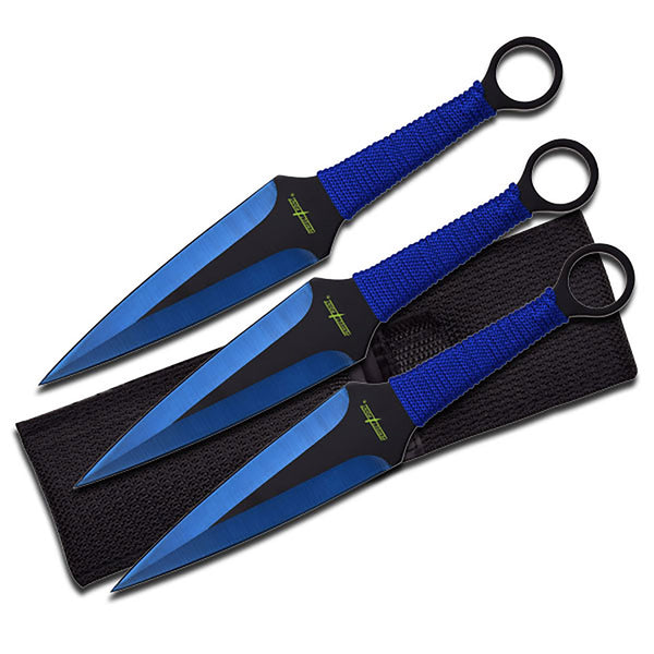 Backorder - Perfect Point Blue Kunai Throwing Knife Set 9"