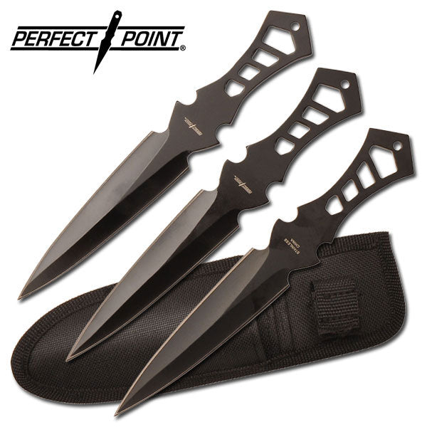 Perfect Point Handle Cutout Throwing Knife Set 7.5″
