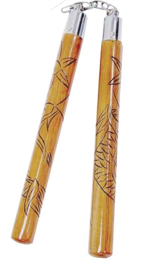Nunchaku 12″ Oak Wood with Dragon Carving