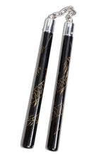 Nunchaku 12″ Black Wood with Carved Dragon