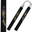 Nunchaku 12″ Black Foam with Gold Dragon