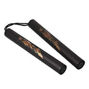 Nunchaku 12" Black Foam Rope with Gold Dragon