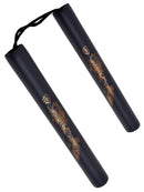 Nunchaku 12" Black Foam Rope with Gold Dragon