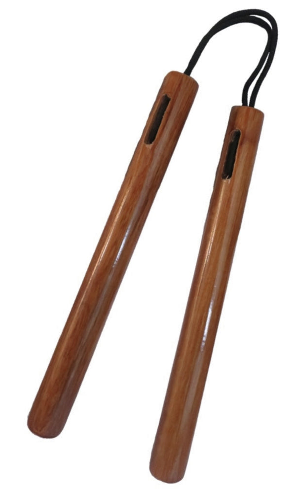 Nunchaku 12″ Natural Wood Round with Rope Link