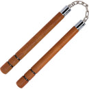 Backorder - Nunchaku 12″ Natural Wood Round Nunchaku with 2 Black Grooves