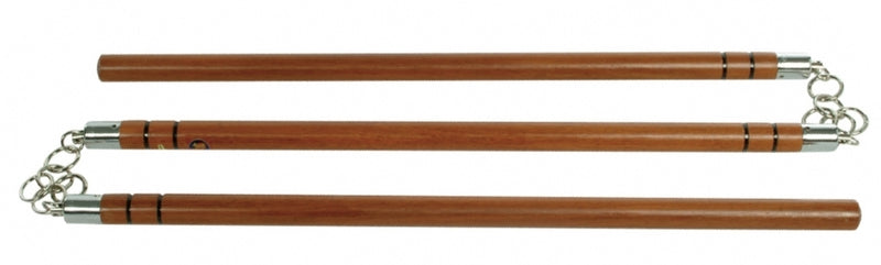 Wood Three Sectional Staff With Two Black Grooves