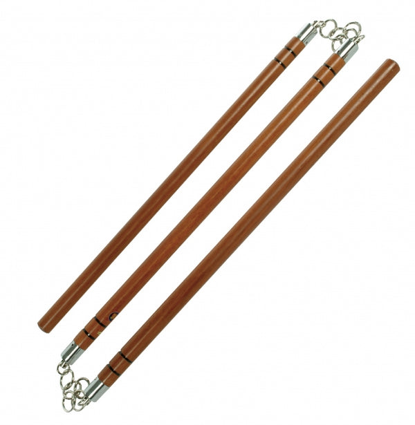 Wood Three Sectional Staff With Two Black Grooves