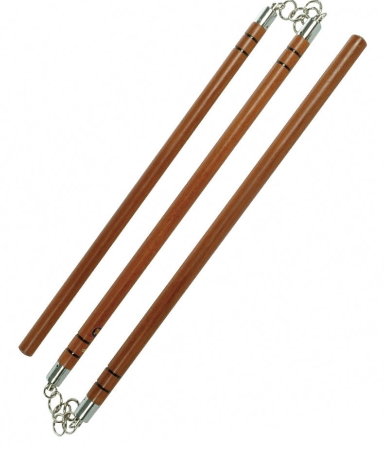 Wood Three Sectional Staff With Two Black Grooves