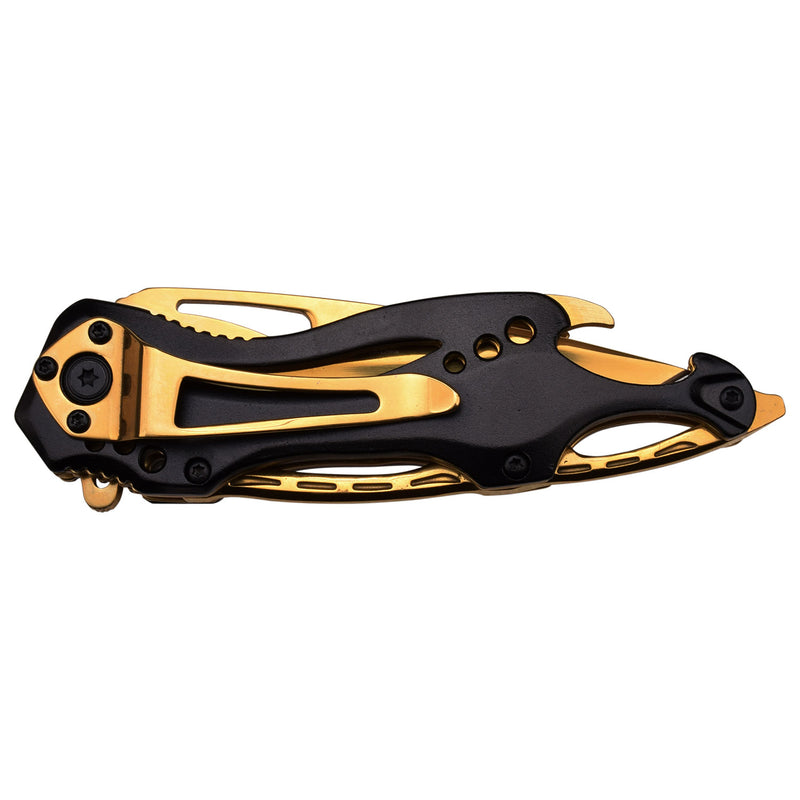 MTech USA 8″ Gold/Blk Drop Point Folding Knife