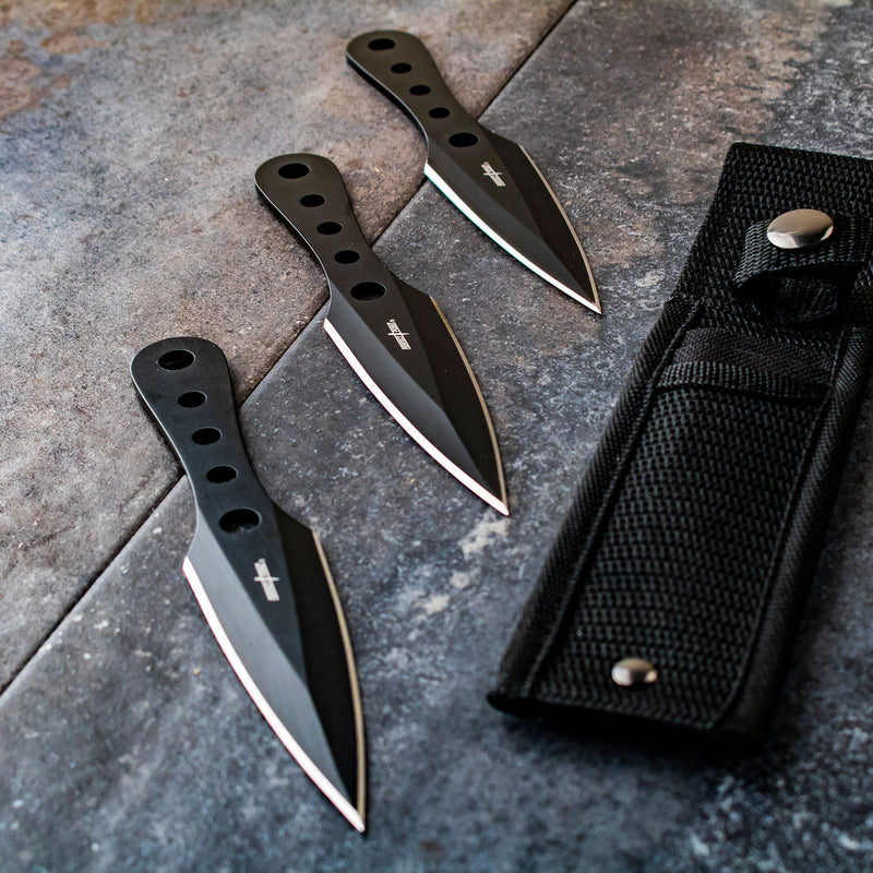 Perfect Point Black Arrowpoint Throwing Knife Set 6.5″