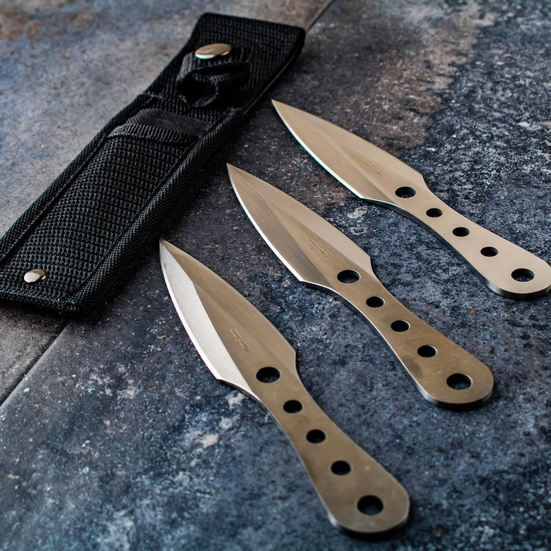 Perfect Point Silver Arrowpoint Throwing Knife Set 6.5″