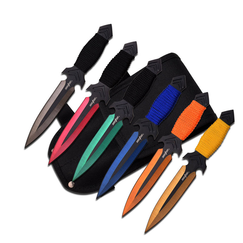 Backorder - Perfect Point Bound Handle Assorted Colour Throwing Knife Set 6.5″