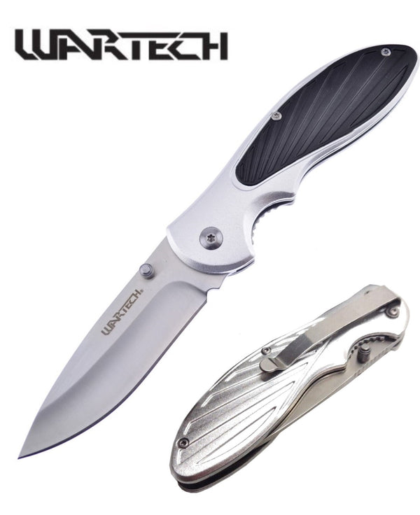 Wartech 8"  Tactical Drop Point Black Inlay Folding Knife