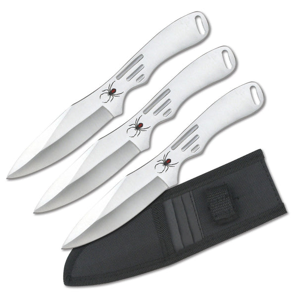 Perfect Point Silver Spider Throwing Knife Set 8″